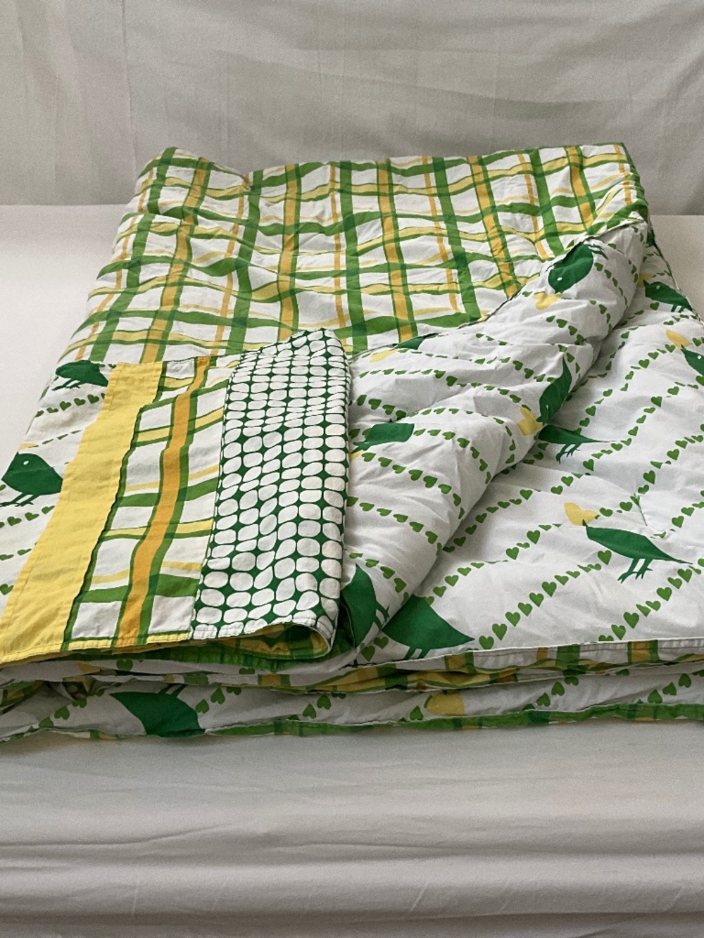 ROXY Reversible Plaid / Bird Comforter & Sham Set Twin Green White (#1)